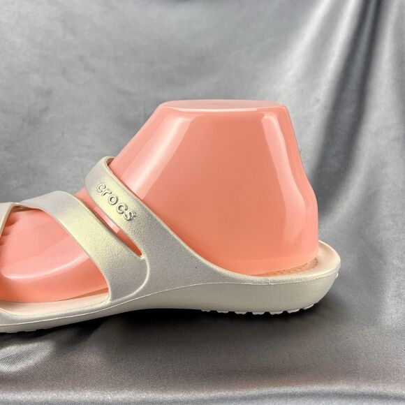 Crocs Kadee II Shimmer Sandals Women's 8 Beige Strappy Slides 211713-160 NEW - Picture 12 of 17